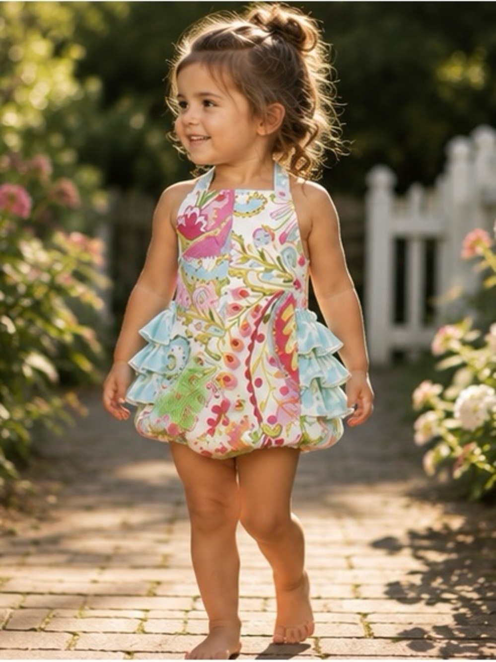 Southern Tots 3T Ruffle Bubble Romper Halter Bow Boutique Made USA